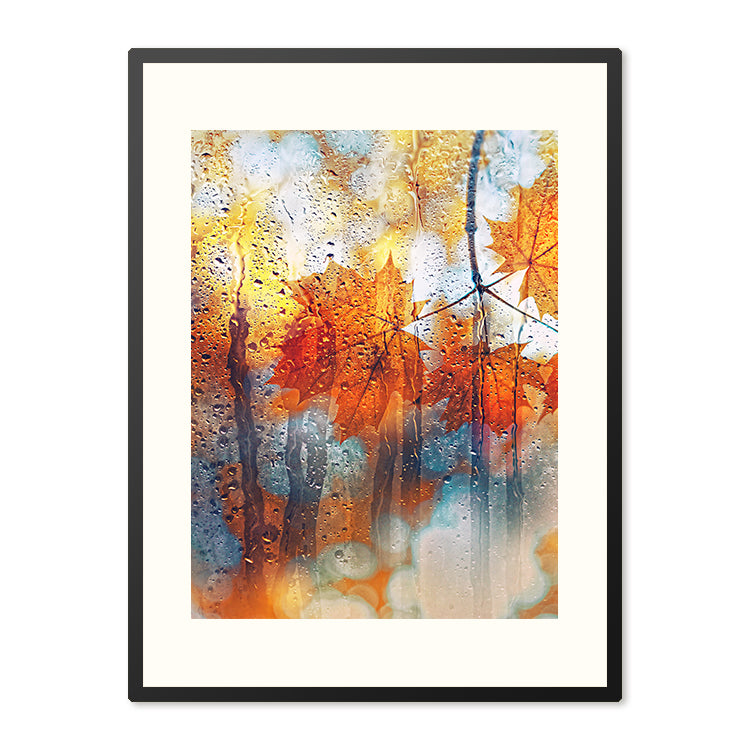 Poster in Lijst Herfstbladeren achter regenachtig glas – foto 4