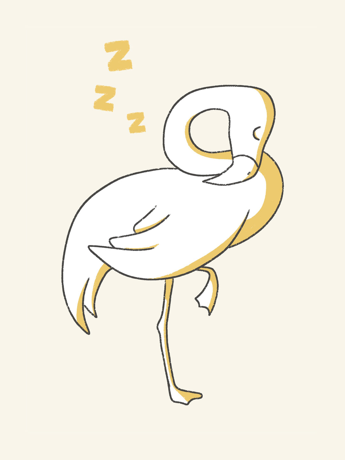 Schilderij Slapende Flamingo