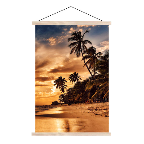 Textielposter Zonsondergang op het Strand