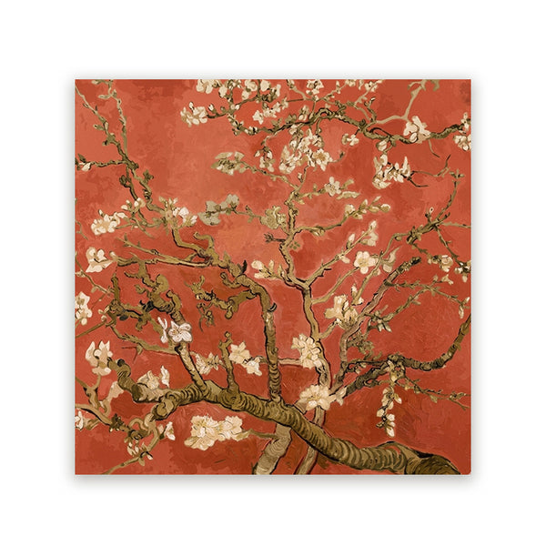 Schilderij Amandelbloesem Koraalrood