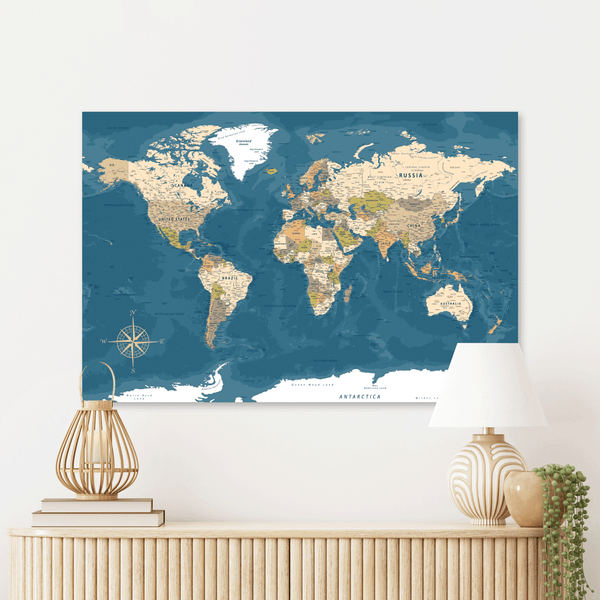 Schilderij Wereldkaart - Ocean Wanderlust
