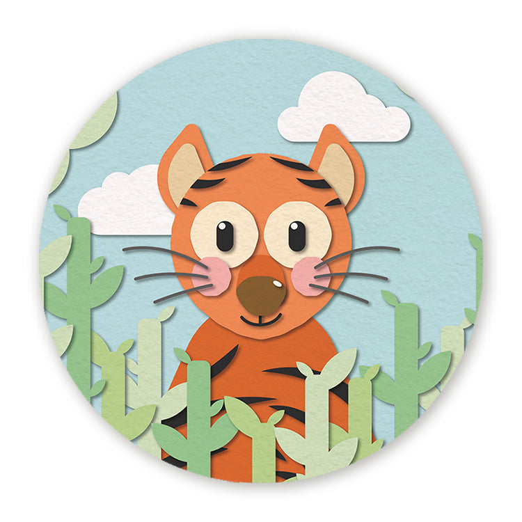 Muurcirkel Tijger - Papieren Dieren - Kinderkamer