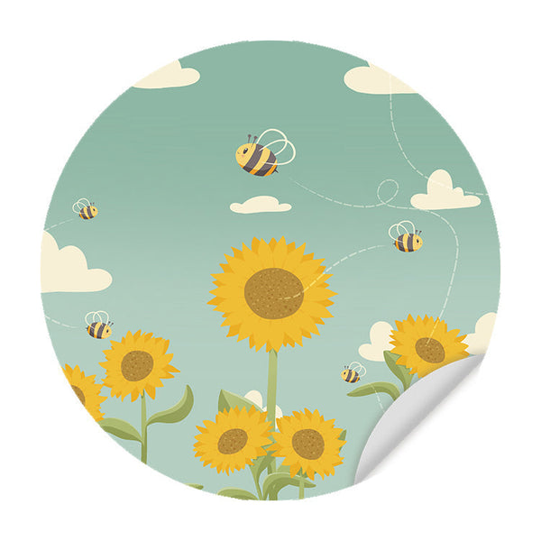 Muursticker Zonnebloemen & Bijen